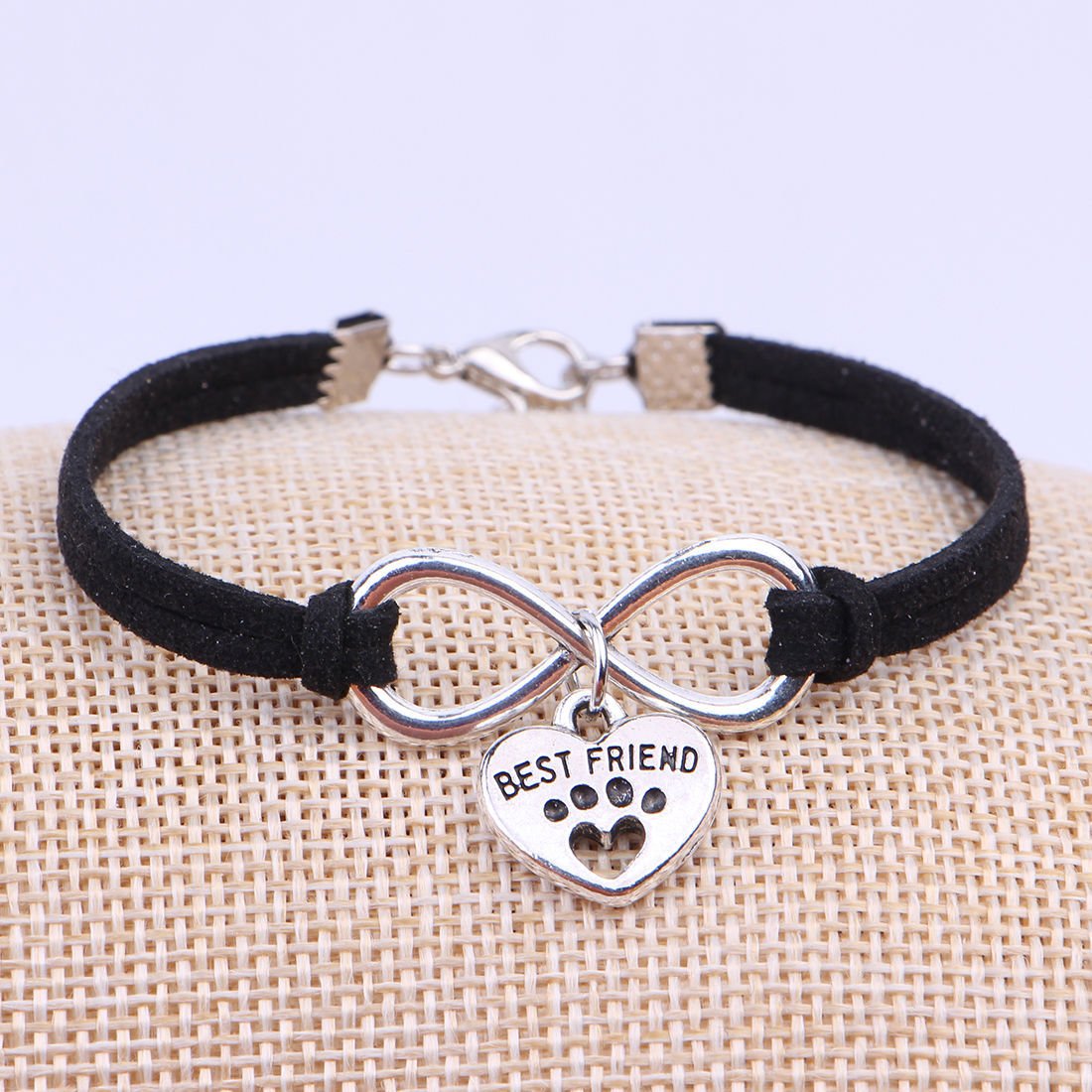 Vintage 8-Word Peach Heart Best Friend Bracelet