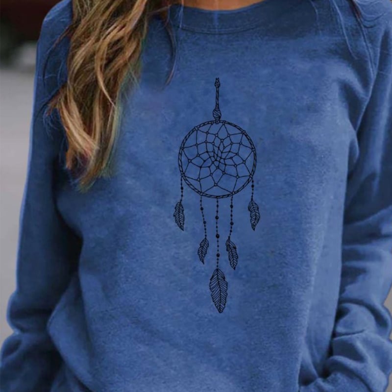 Large Size National Style Printed Sweater (European/American)