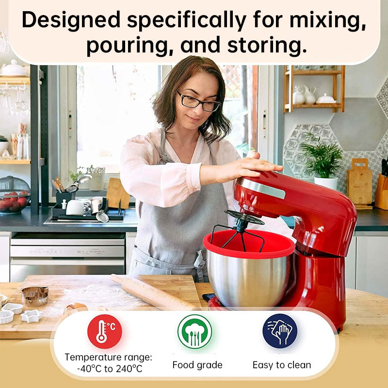 Reusable Mixer Container with Silicone Liner Lid, Compatible with KitchenAid 5-Quart Tilt-Head Stand Mixers, Baking Accessory