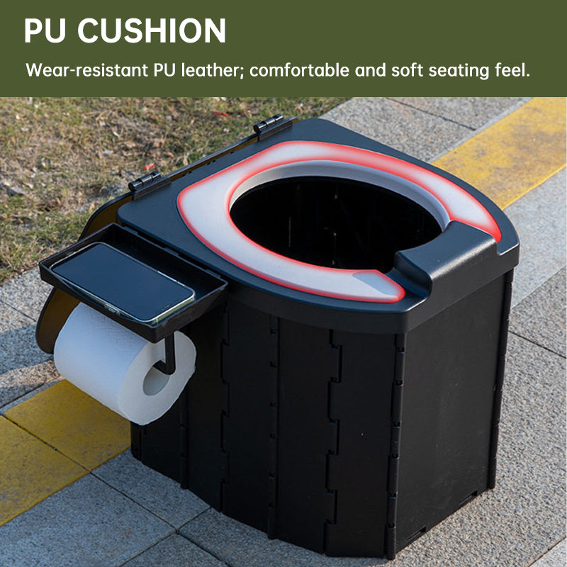 Portable PU Toilet with Lid – 200KG Capacity Mobile Camping Potty for Adults, Car Emergency Commode for Outdoor Adventures