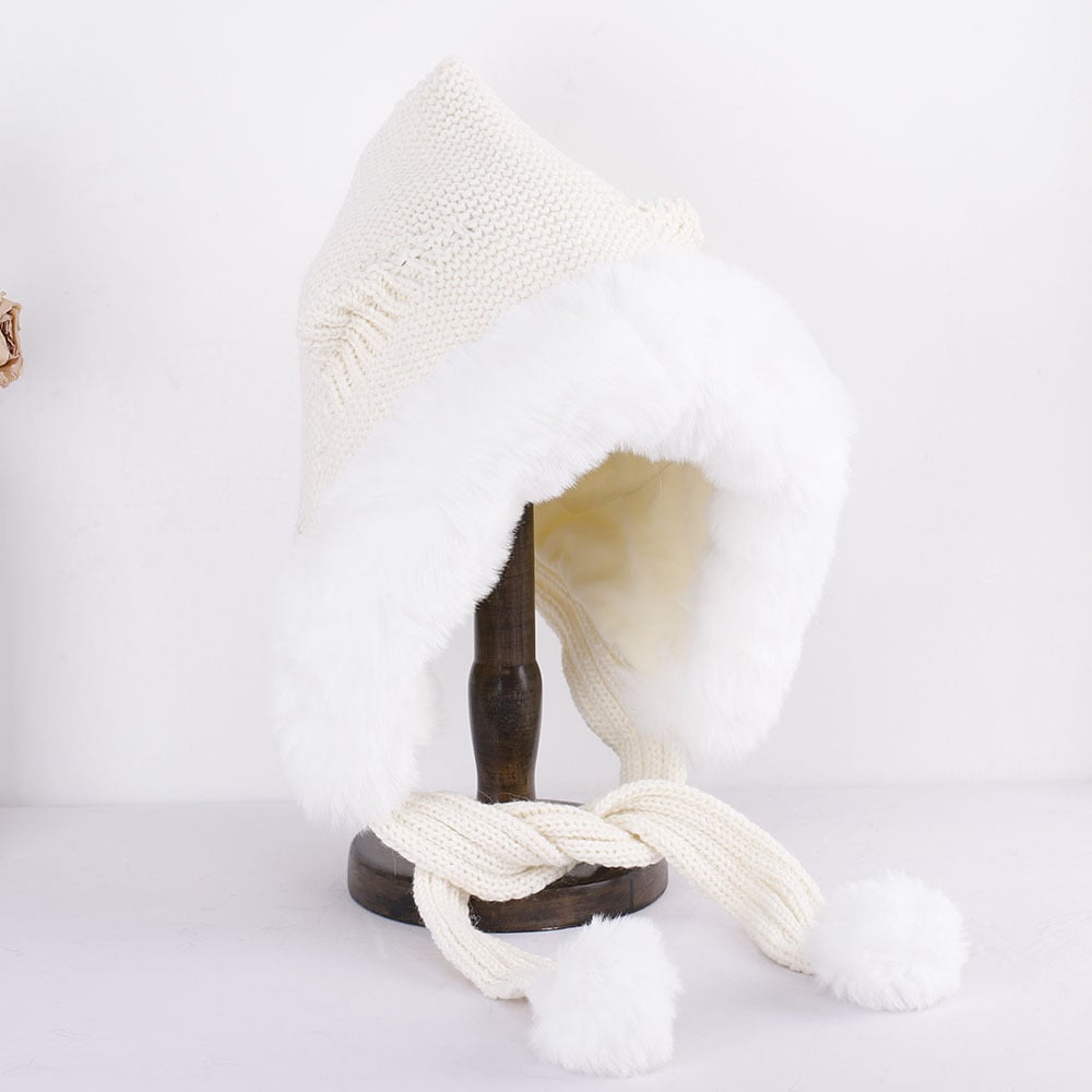 Thick Wool Hat with Cute Ears Cape