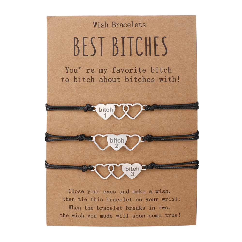 Creative Stainless Steel Love Woven Bracelet for Best Bitch