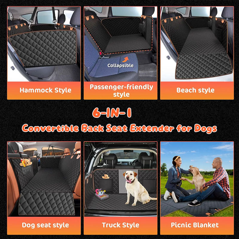 Dog Car Hammock Seat Cover, Waterproof 600D Oxford Fabric Pet Seat Protector for Back Seat, Scratch Proof & Anti-Slip