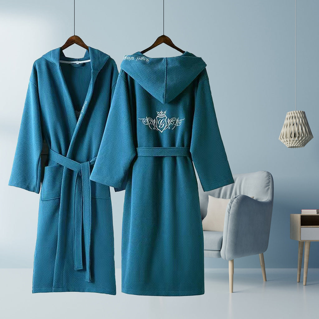 Cotton Bathrobe for Couples - Light Gray Hotel Style