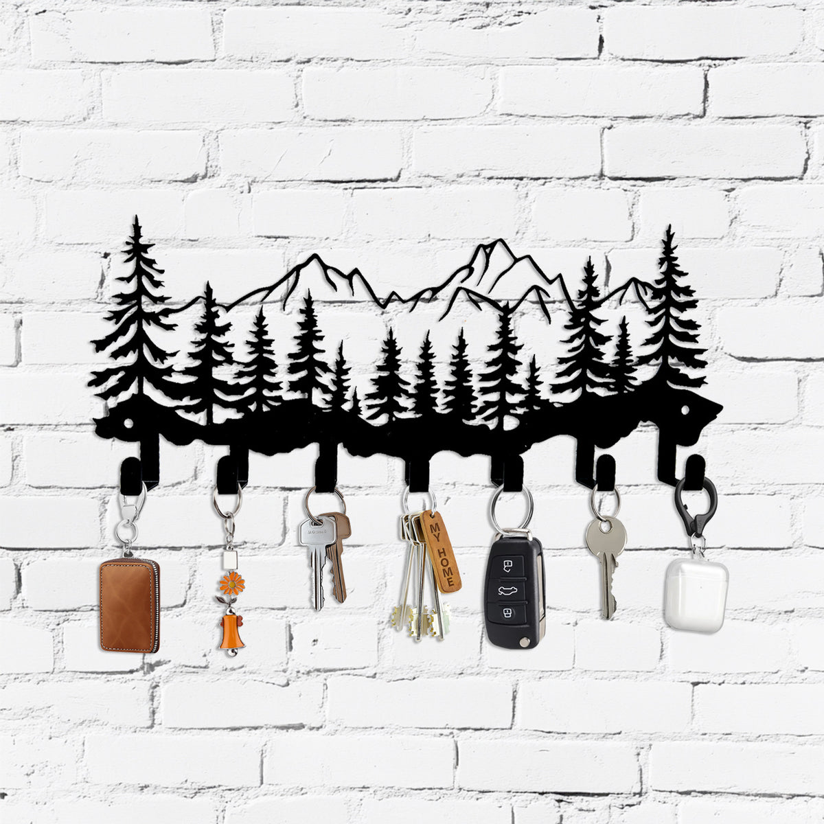 Iron Art Mountain and Tree Hook Home Key Storage Towel Rack Door Back Creative Storage Hook Strip