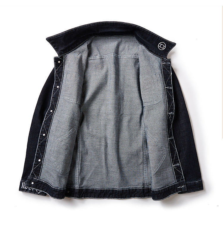 Plus Size Fashionable Men's Denim Jacket with Print