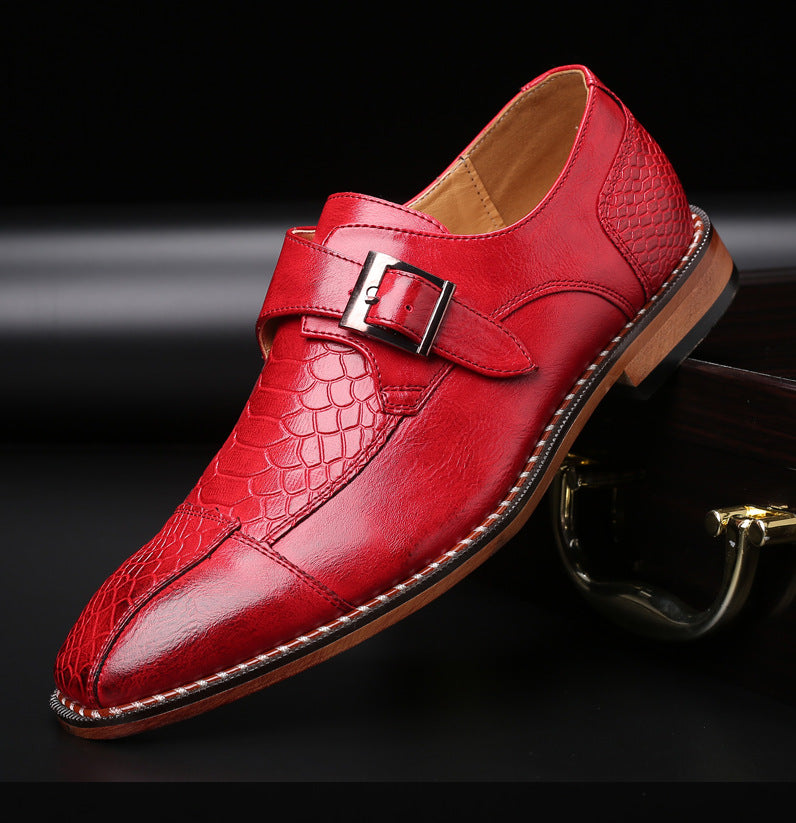 Men's Spring Low-Heel Business Shoes with Belt Buckle
