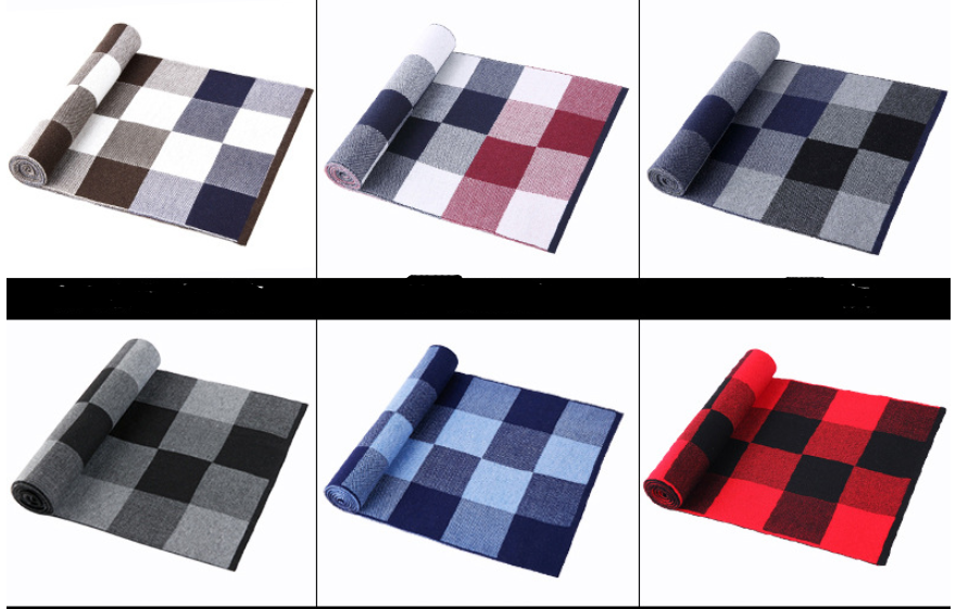 Men's Wool Winter Plaid Scarf and Neck Warmer Set