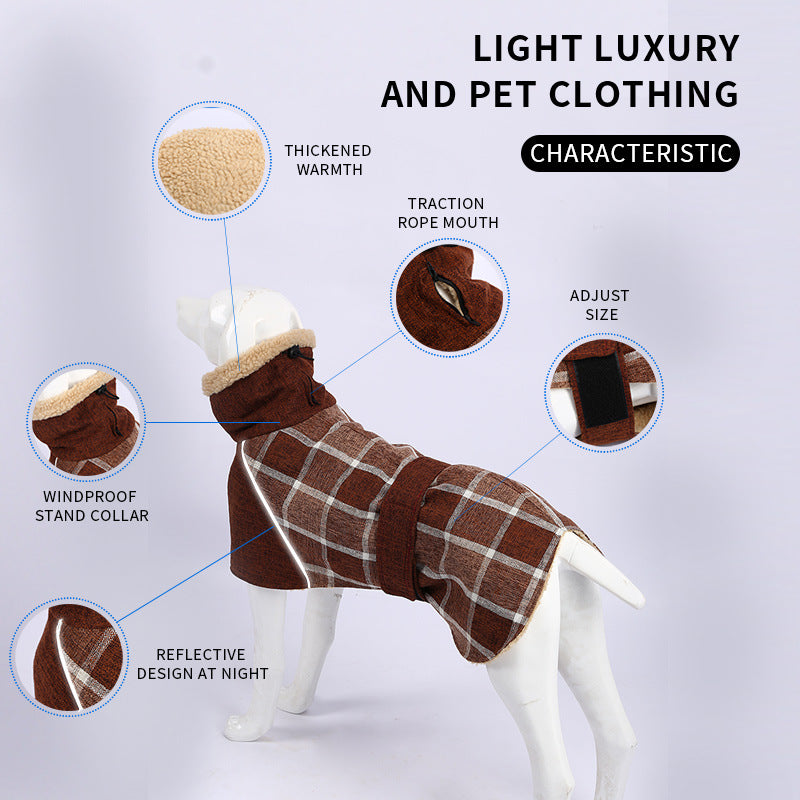 Pet Clothes Autumn And Winter New Plaid Jacket Cold Cotton Coat Pet Supplies