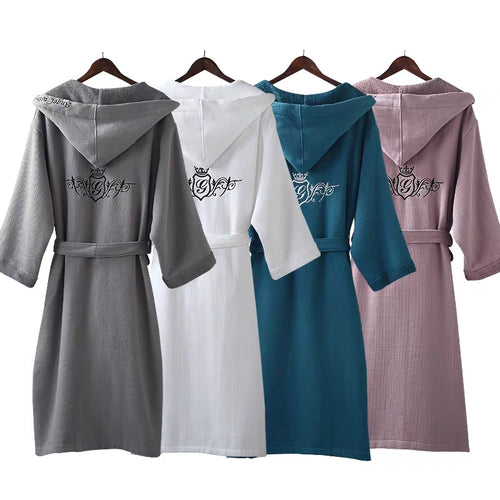 Cotton Bathrobe for Couples - Light Gray Hotel Style