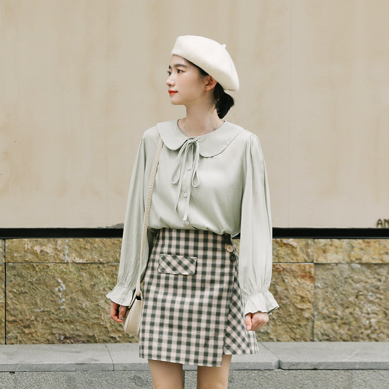 French Tie Bow Collar Shirt - Chic White Blouse