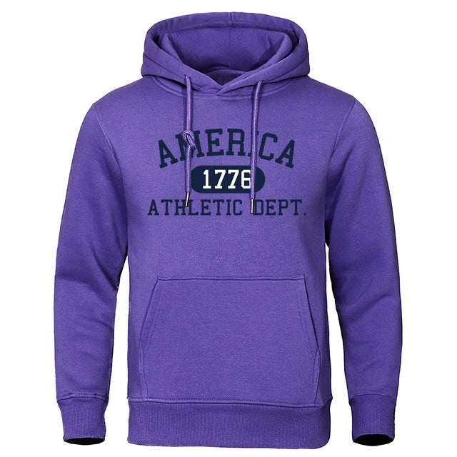 Men's Fleece Letter Print Hoodie Sweatshirt Fall Winter Casual Pullover