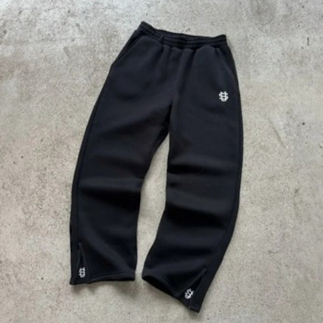 embroidered zip hoodie pants casual long pants high street hip-hop rap street style unisex sweatpants