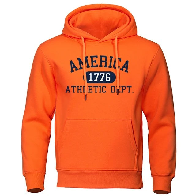 Men's Fleece Letter Print Hoodie Sweatshirt Fall Winter Casual Pullover