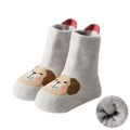 Cartoon Warm Terry Socks for Kids with Large Heel