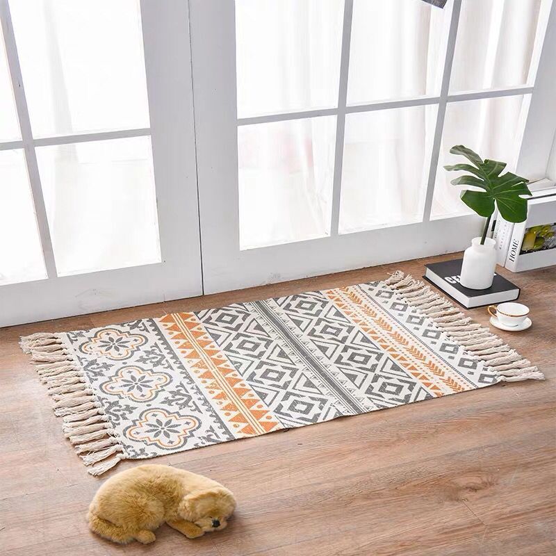 Nordic Style Cotton Linen Area Rug for Home Entrance