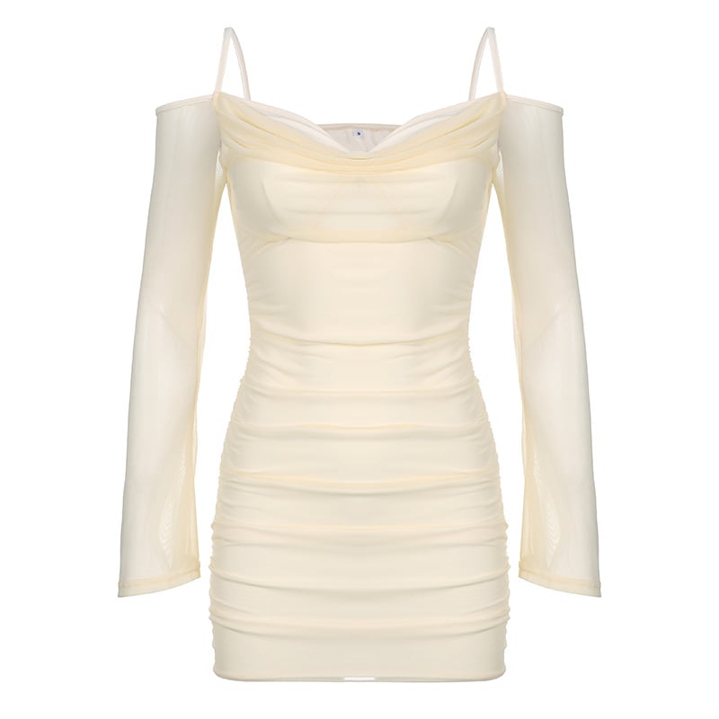 Off-the-Shoulder Long Sleeve Slim Hip Dress