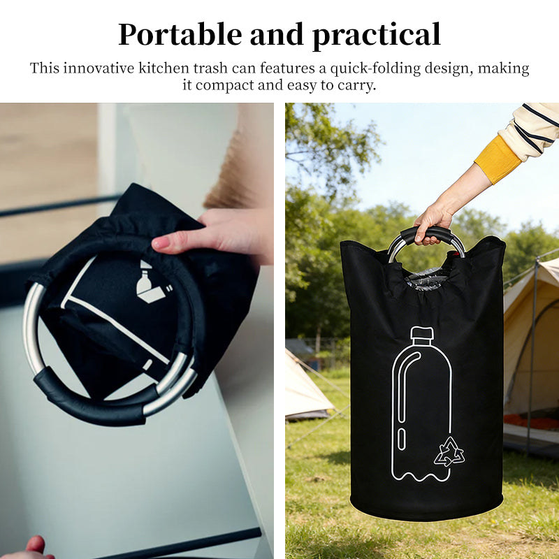Large-Capacity 82L Storage Basket with Aluminum Handles, Foldable Recycling Bin & Wastewater Collection Bag
