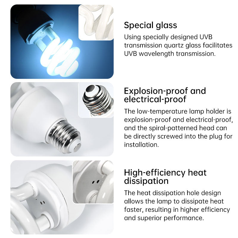 UVB 5.0 10.0 Reptile Heating Lamp13W 26W UVB Rays Energy Heating Light EU/US Calcium-enriched Bulb Lamp for Turtle Lizard Snake