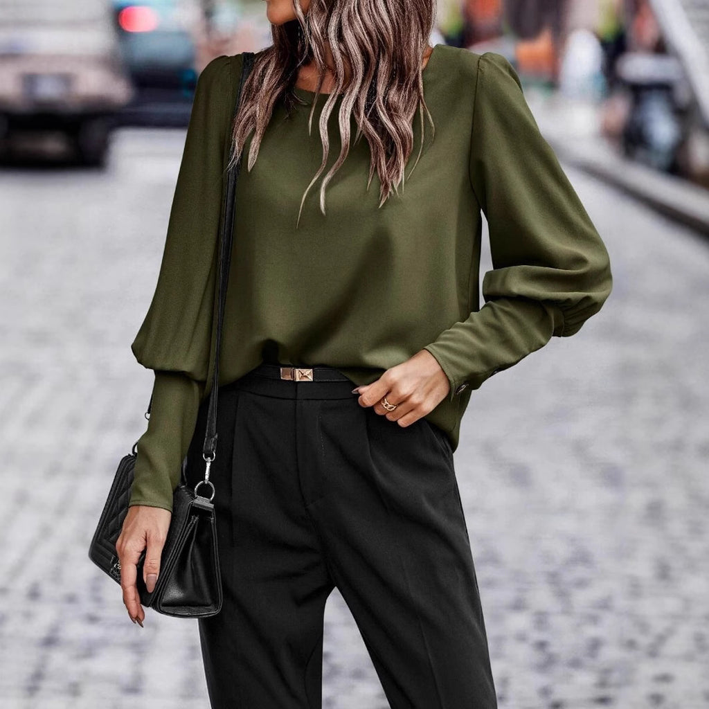 European and American women's clothing autumn and winter new style shirt, feminine temperament, commuting long sleeved top, female