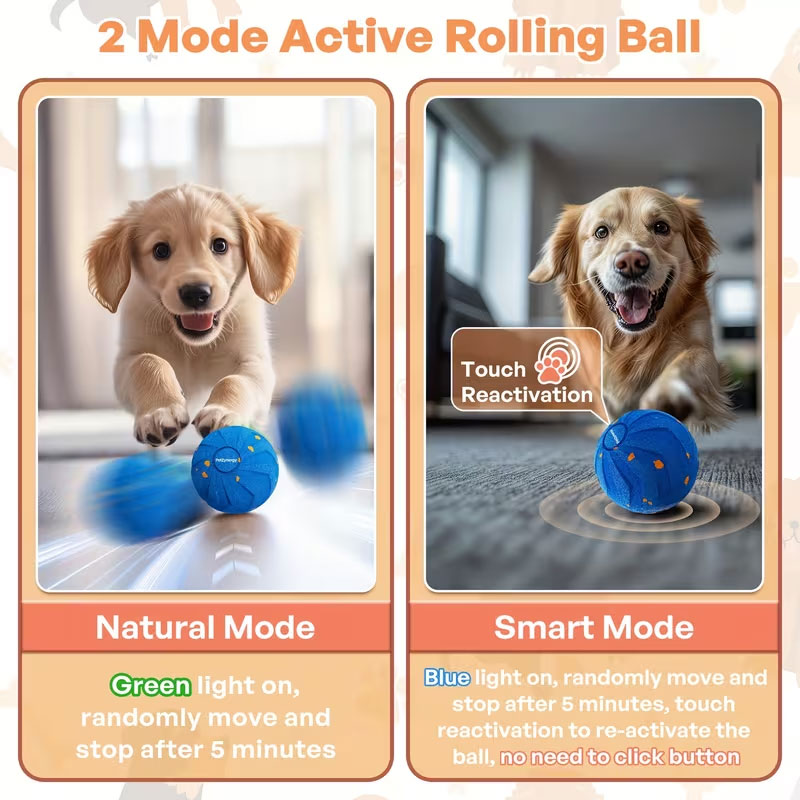 Interactive Dog Toy Ball: E-TPU Material, Random Bounce & Spin Smart Motion Ball, Self-Play Chew-Proof Pet Toy