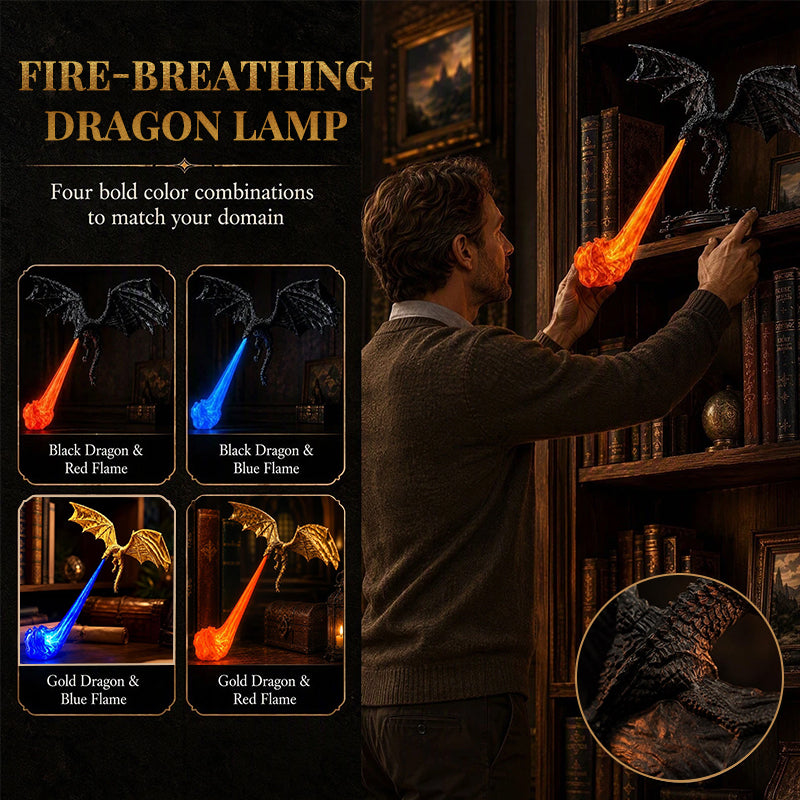 3D Dragon Bookshelf Light with Fire – LED Flying Dragon Bookend, Corner Lamp, Unique Gift for Book Lovers & Halloween Decor