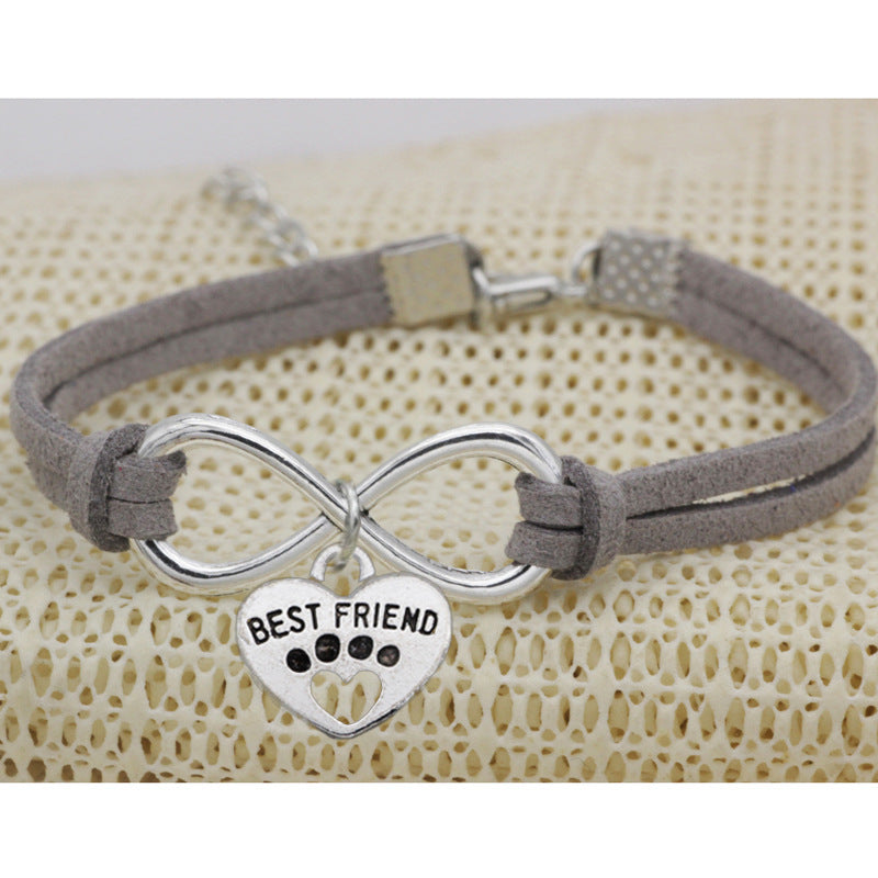 Vintage 8-Word Peach Heart Best Friend Bracelet