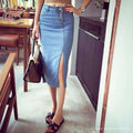 High Waist Denim One-Step Breasted Hip Skirt