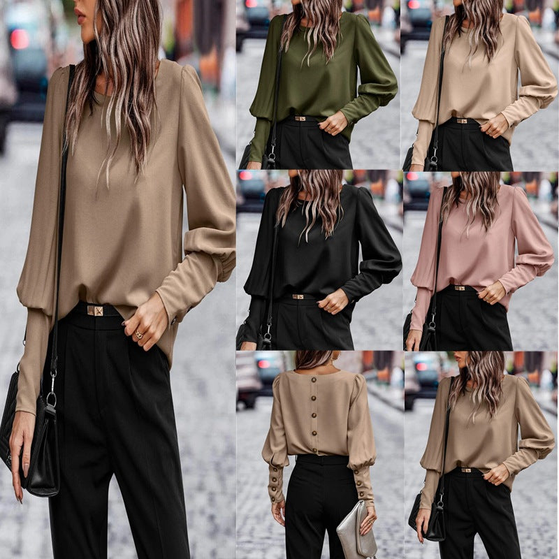 European and American women's clothing autumn and winter new style shirt, feminine temperament, commuting long sleeved top, female
