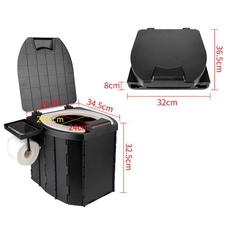Portable PU Toilet with Lid – 200KG Capacity Mobile Camping Potty for Adults, Car Emergency Commode for Outdoor Adventures
