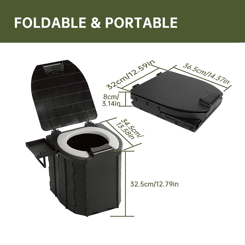 Portable PU Toilet with Lid – 200KG Capacity Mobile Camping Potty for Adults, Car Emergency Commode for Outdoor Adventures