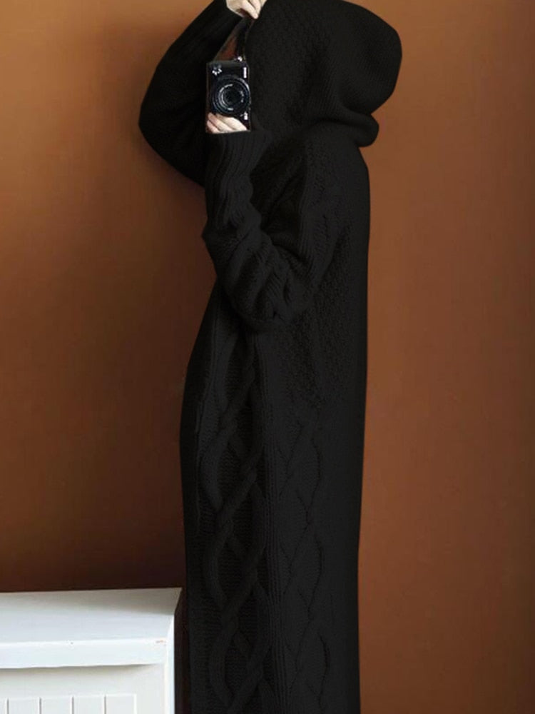 Women Sweater Long Cardigans Fall Winter New Knitted Jackets Korean Loose Oversized Long Sleeve Casual Hooded Coats