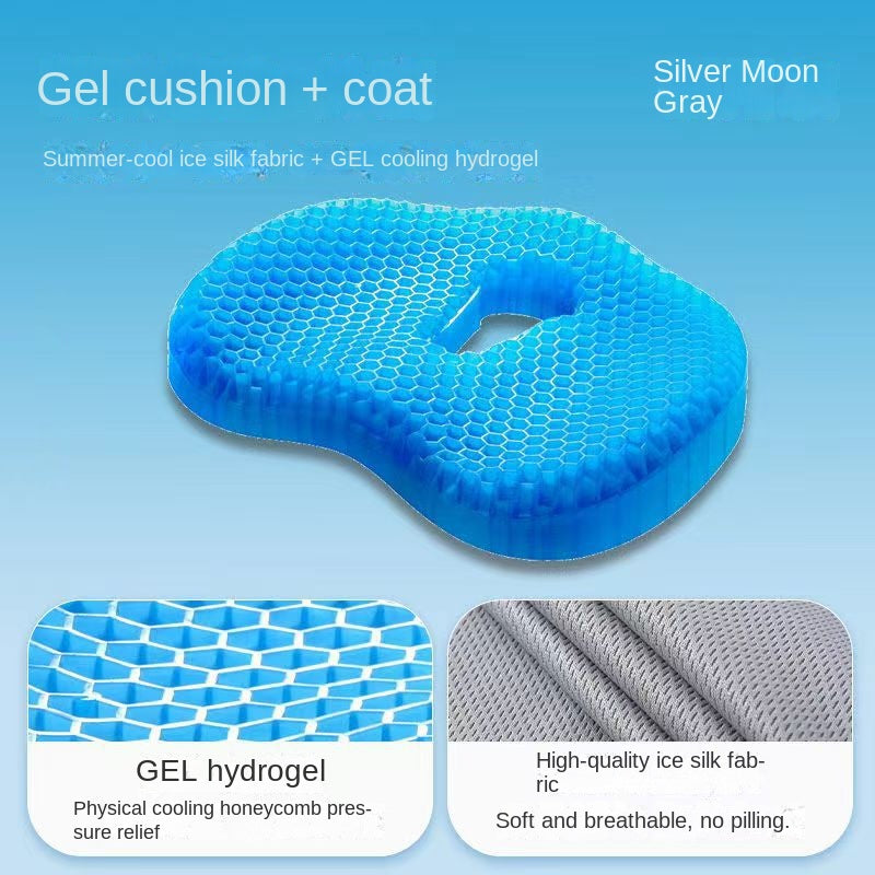 Jelly Honeycomb Gel Seat Pad Silicone Cooling Pad Chair Cushion Office Long Sitting Pad Summer Car Cool Seat Pad Buttocks Pad