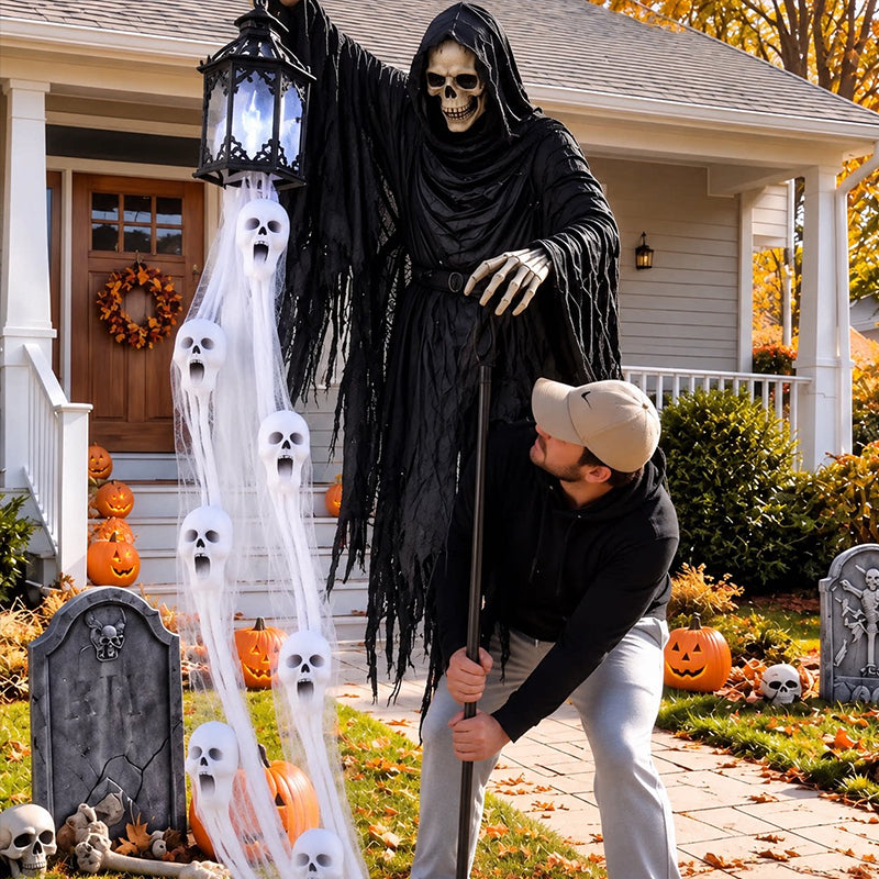 Animated Lighted Halloween Soul Reaper Garden Stake – Glowing LED Yard Decoration with Moving Action