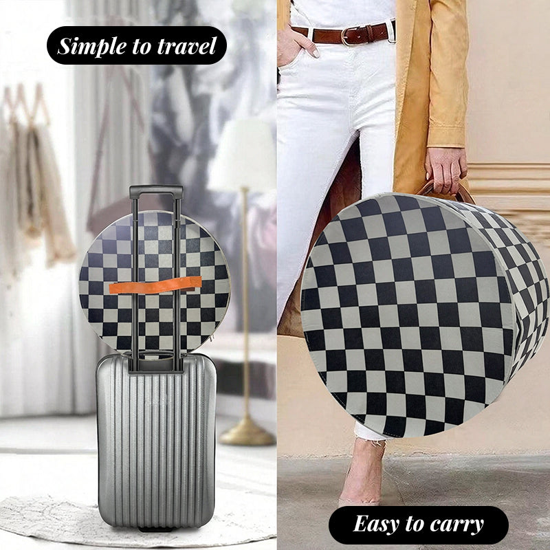 Large Circular Foldable Felt Hat Storage Box with Zipper – Dustproof Travel Cap Organizer, Wardrobe Hat Holder