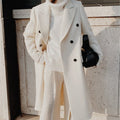 Fall/Winter New Women's Long Sleeve Notched Collar Solid Color Double Breasted Slim Fit Coat