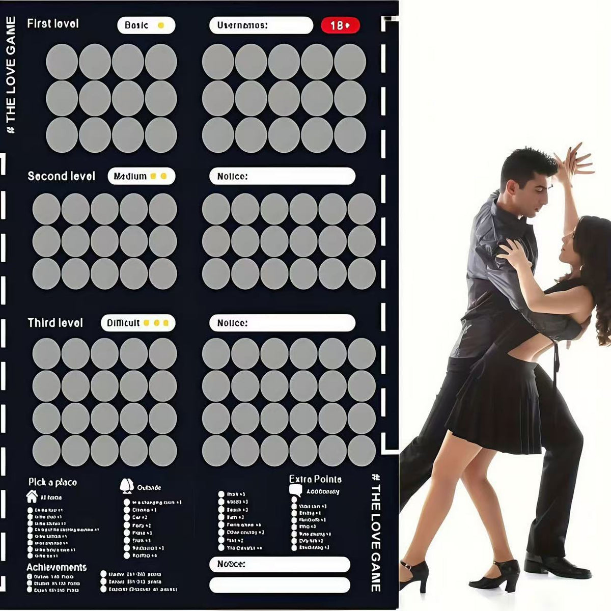 New Couple Scratch Card Game to Enhance Relationship, Modern Black Scene Poster