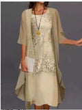 Elegant Lace Chiffon Dress Set