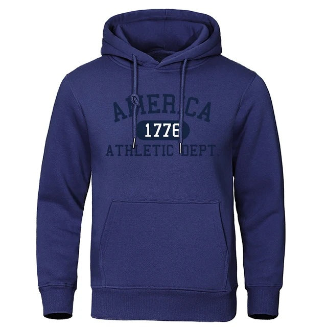 Men's Fleece Letter Print Hoodie Sweatshirt Fall Winter Casual Pullover