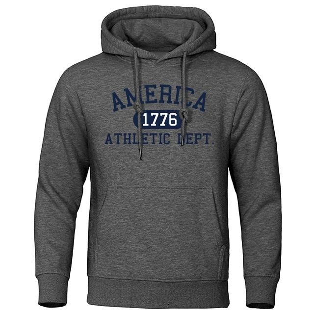 Men's Fleece Letter Print Hoodie Sweatshirt Fall Winter Casual Pullover