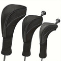 3-Piece Long-Neck Golf Club Headcover Set – Numbered Wooden Club Protectors, Durable Golf Accessories