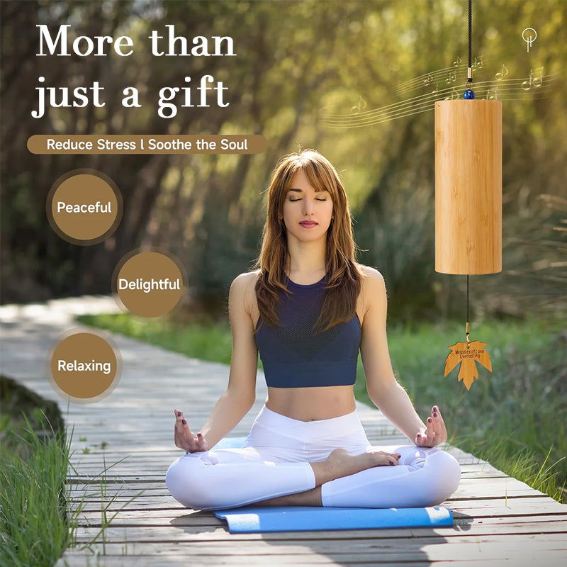 Bamboo Wind Chime, Zen Home Decor with 8 Tones, Handcrafted Bells for Outdoor Garden, Patio, and Porch