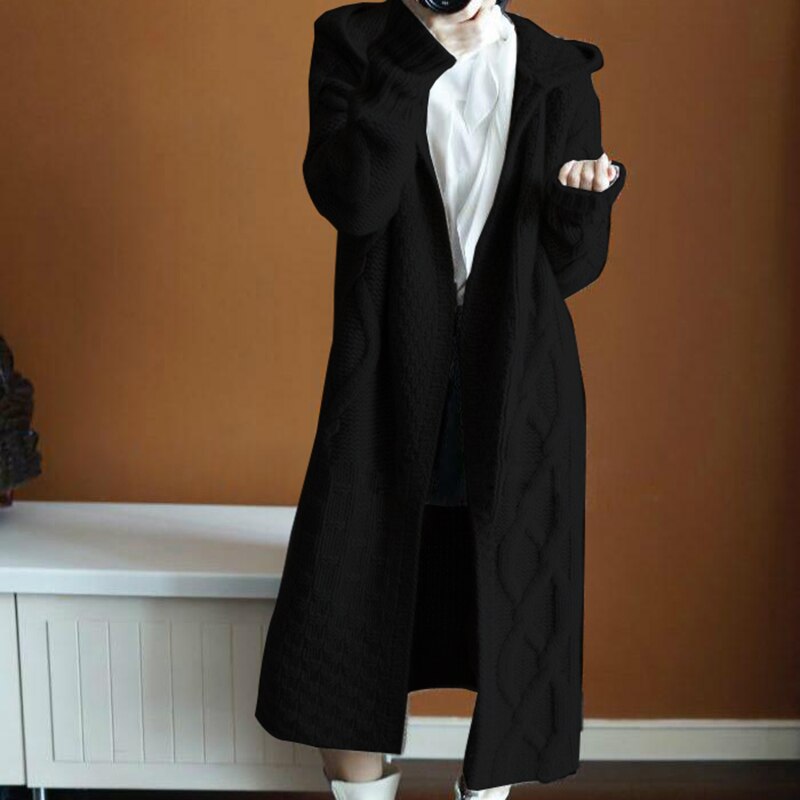 Women Sweater Long Cardigans Fall Winter New Knitted Jackets Korean Loose Oversized Long Sleeve Casual Hooded Coats