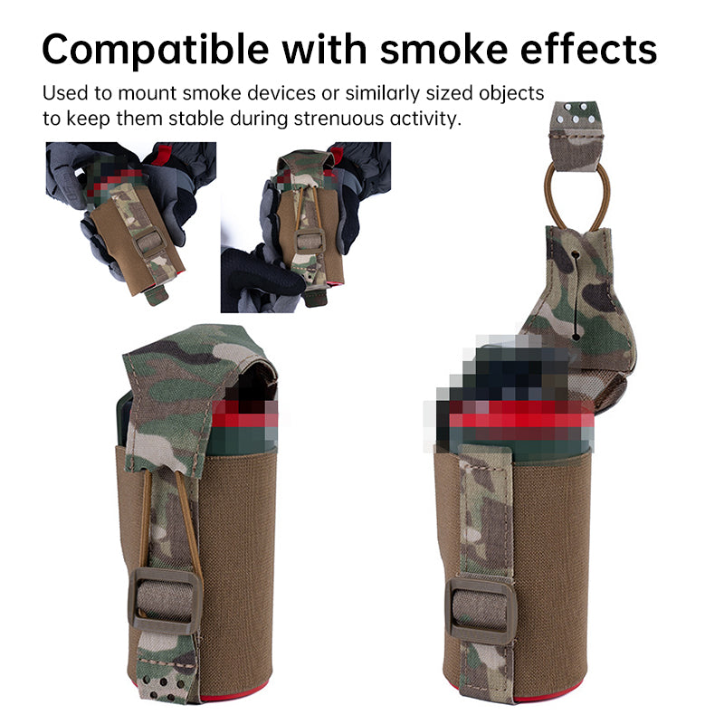 Tactical Smoke Grenade Pouch, MOLLE Bag with Elastic/Fixed Buckle, Outdoor Hunting Accessory, Airsoft Training Gear