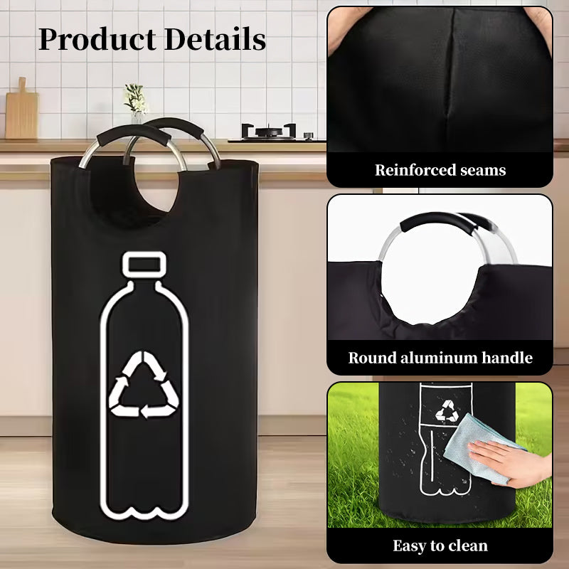 Large-Capacity 82L Storage Basket with Aluminum Handles, Foldable Recycling Bin & Wastewater Collection Bag