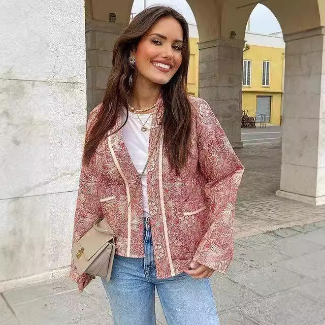 Women's Clothing Autumn And Winter Jackets Loose Tribal Style Long Sleeve Coat With Thin Cotton Sandwich Cardigan Tops