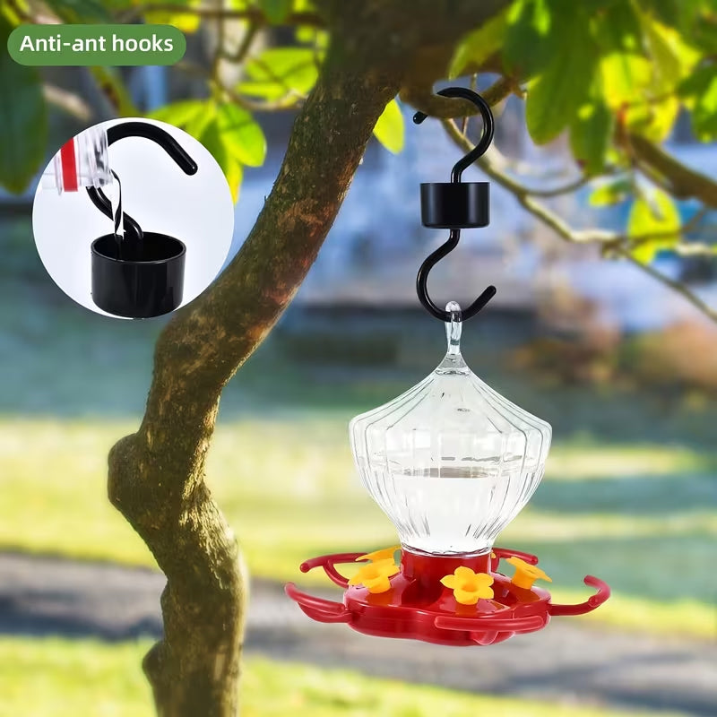 8 Oz Hanging Hummingbird Feeder – 5 Flower Ports with Perches, Outdoor Garden Bird Water Dispenser