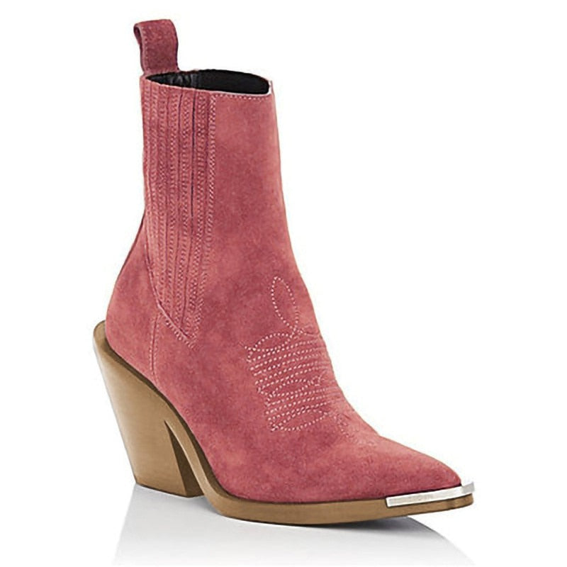 Women Pointed Toe Wedges Ankle Boots Solid Suede Comfortable Female Booties Plus Size 43 Fashion Fall Winter