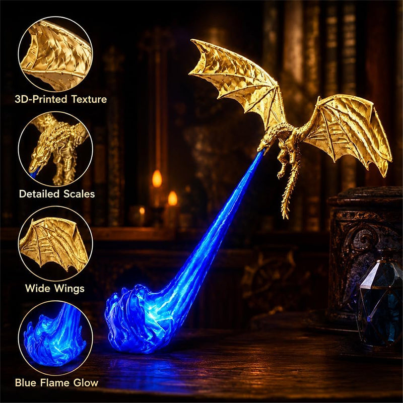 3D Dragon Bookshelf Light with Fire – LED Flying Dragon Bookend, Corner Lamp, Unique Gift for Book Lovers & Halloween Decor