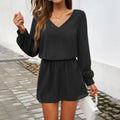 European and American autumn and winter long sleeved women's clothing temperament casual solid color bubble sleeve dress